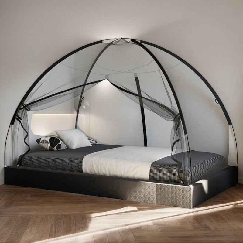 Moustiquaire mongole de lit double avec portes noir 200x150x140 cm