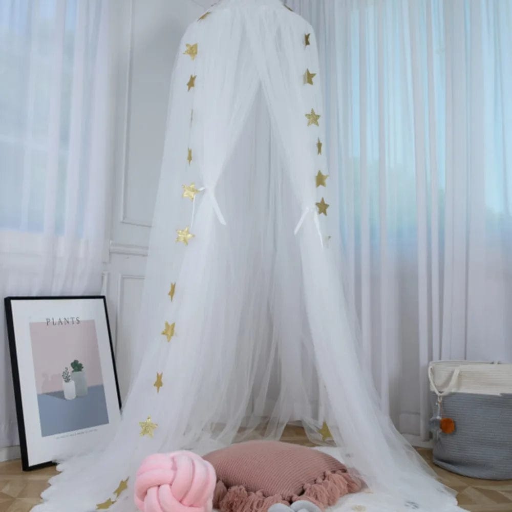 Moustiquaire Moustiquaire Blanc / H240cm / 60cm de diamètre Moustiquaire couronne de princesse en maille blanche