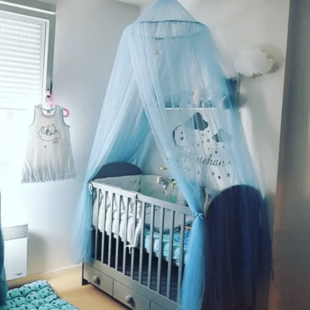 Moustiquaire couronne de princesse en maille bleu, vue 4