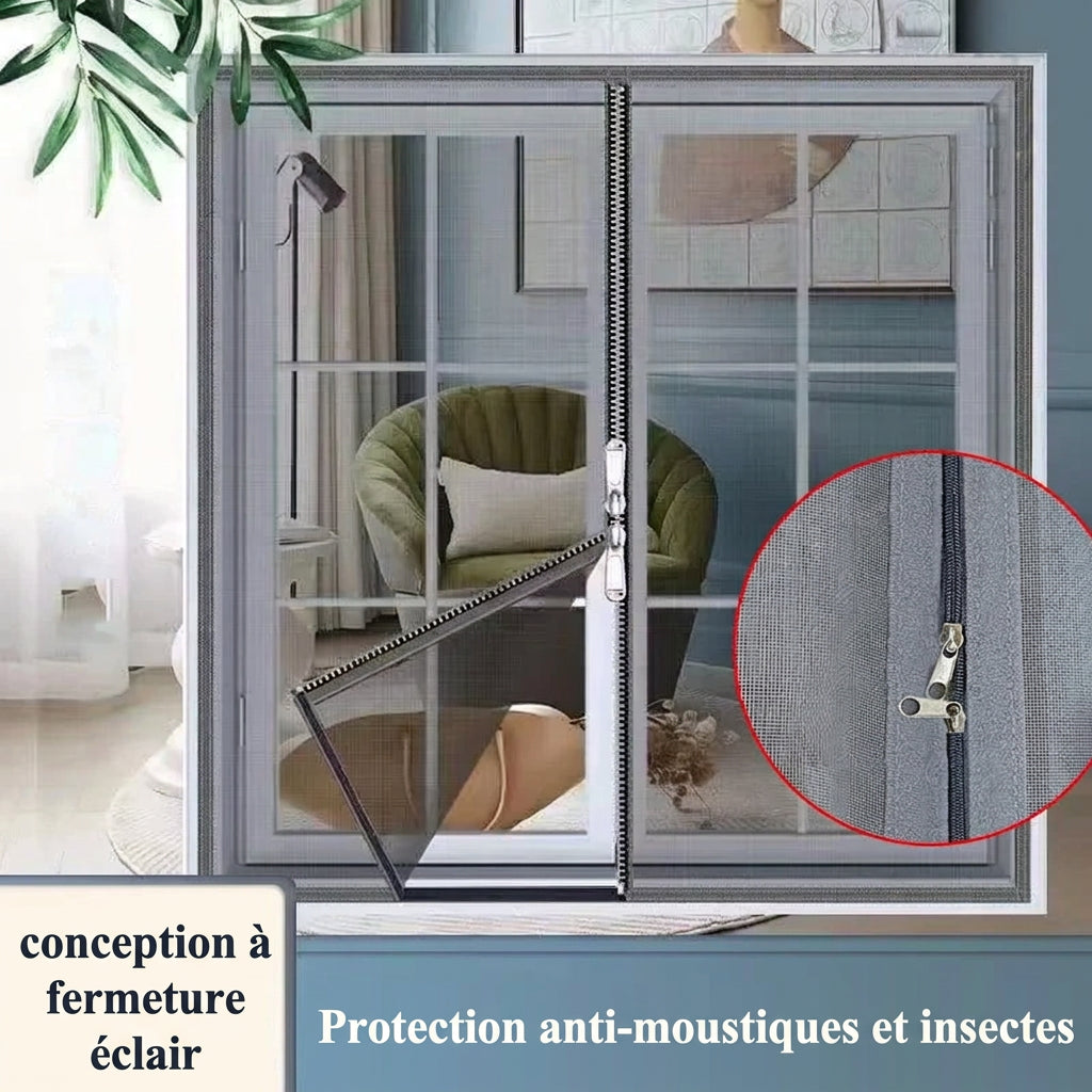 Moustiquaire fenêtre grise invisible à fermeture éclair, vue 14