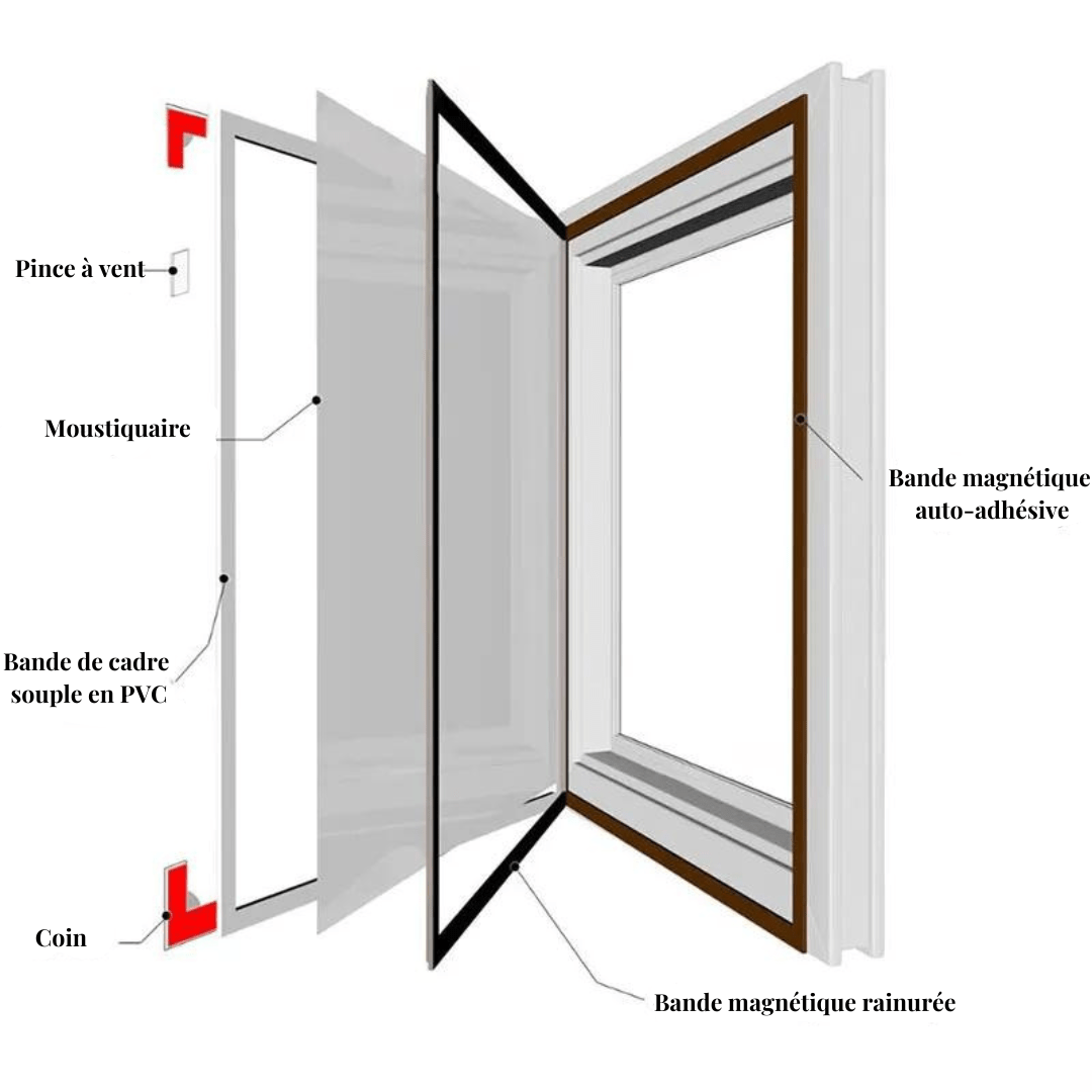 Moust' Moustiquaire Moustiquaire magnétique amovible et lavable pour fenêtre