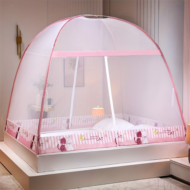 Tente moustiquaire rose motif chats câlins, vue 3