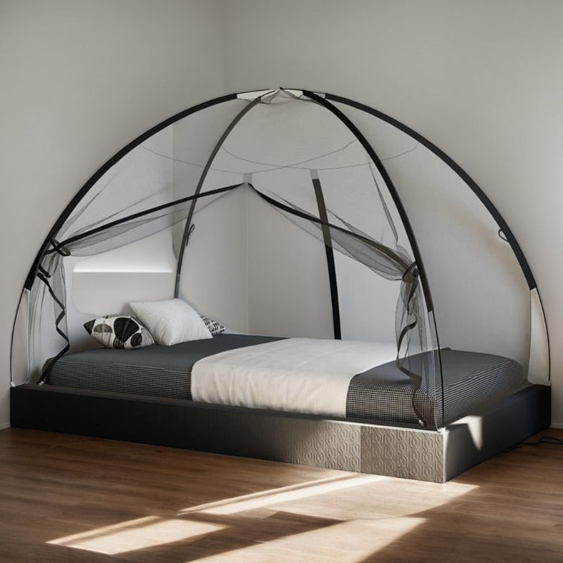 Moustiquaire mongole de lit double avec portes noir 200x150x140 cm