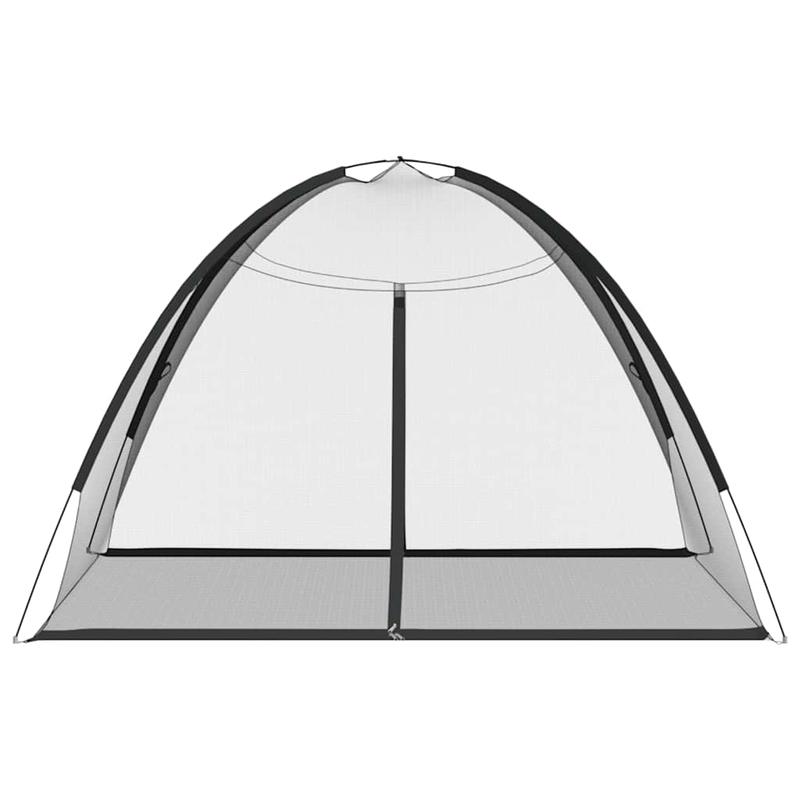 Moustiquaire mongole noire avec portes, 200x200x135 cm