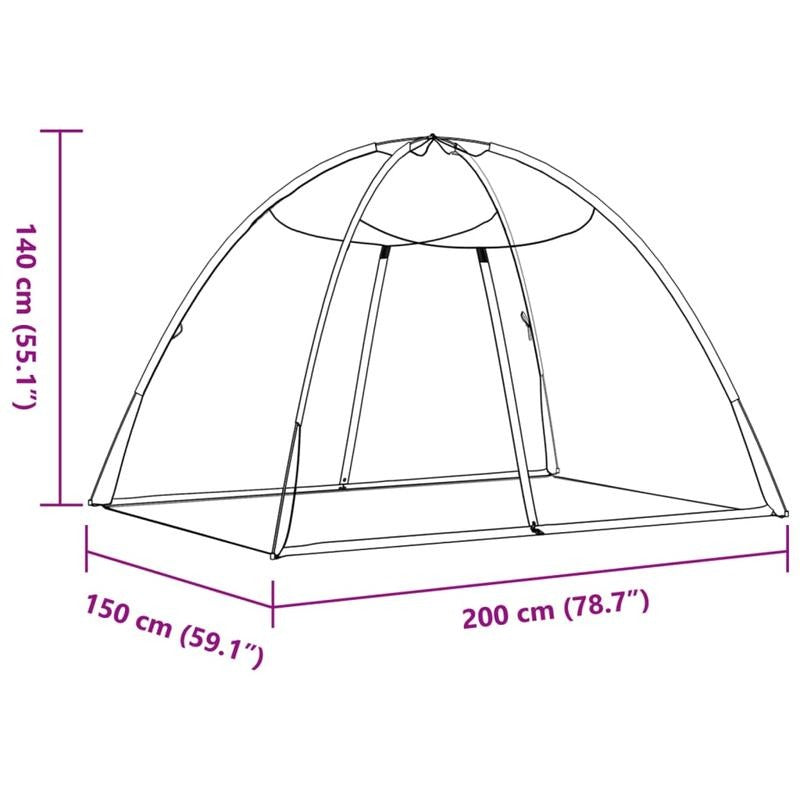 Moustiquaire mongole de lit double avec portes noir 200x150x140 cm