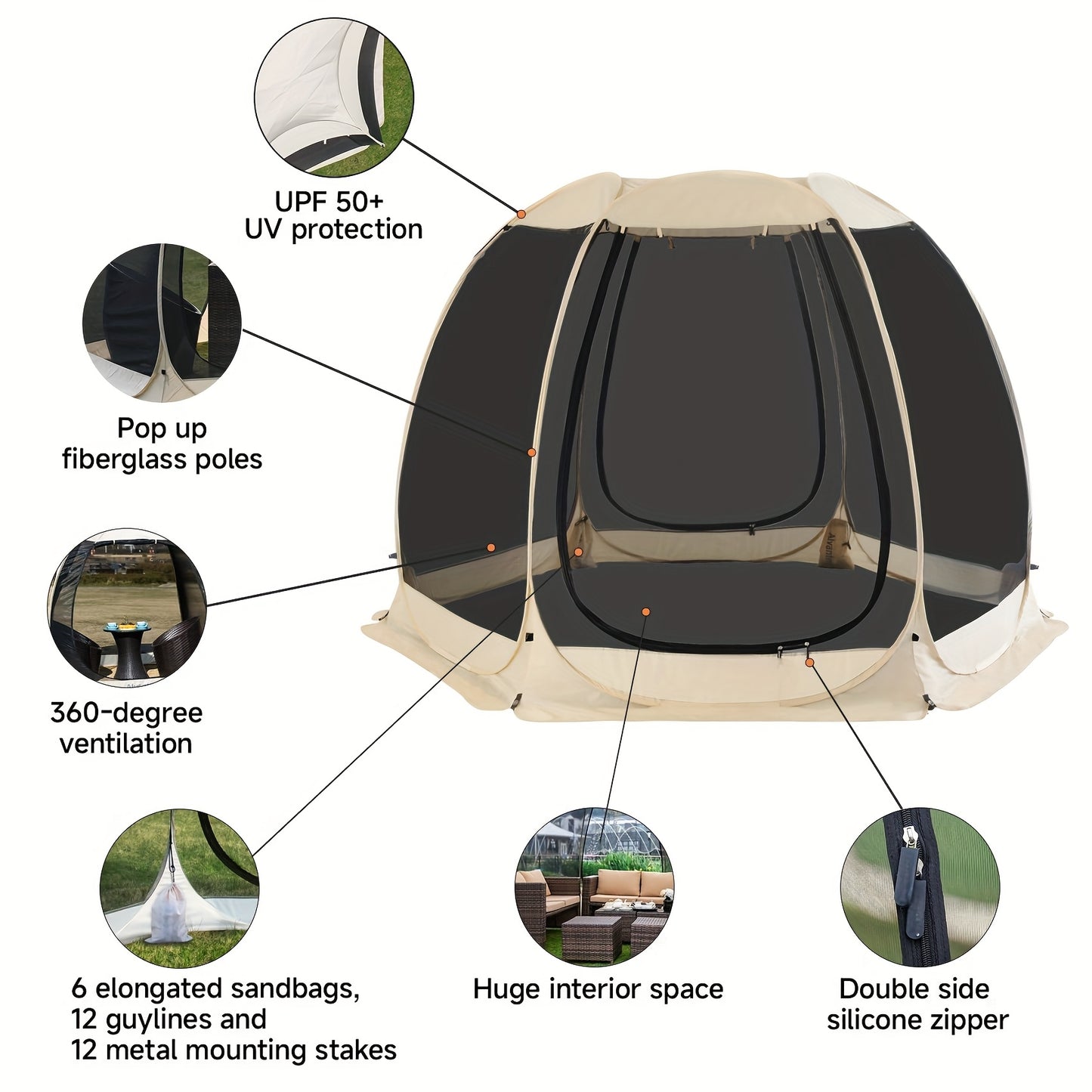 Tente moustiquaire d'extérieur pop-up avec un sac de transport