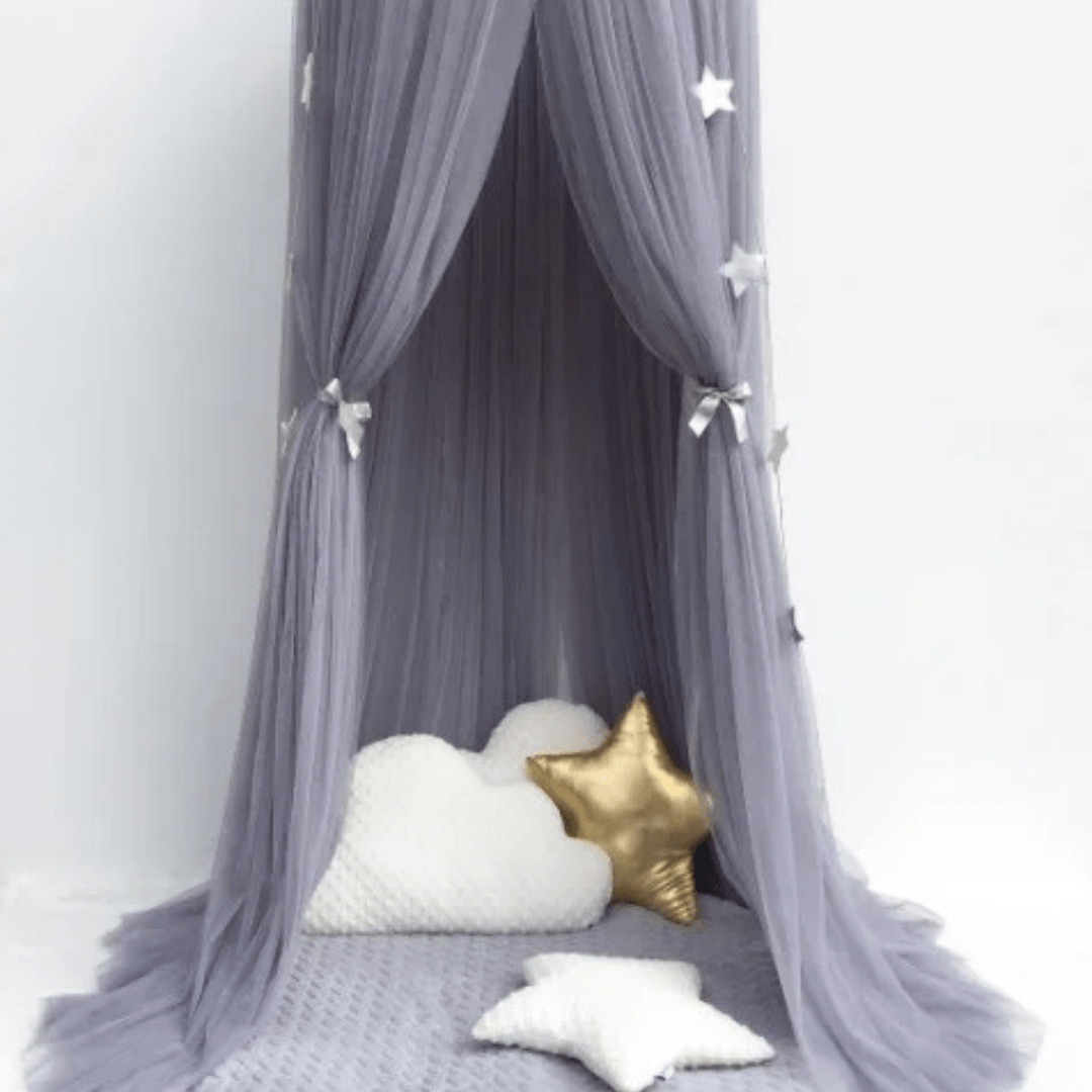 Moustiquaire Moustiquaire Gris / H240cm / 60cm de diamètre Moustiquaire couronne de princesse en maille grise