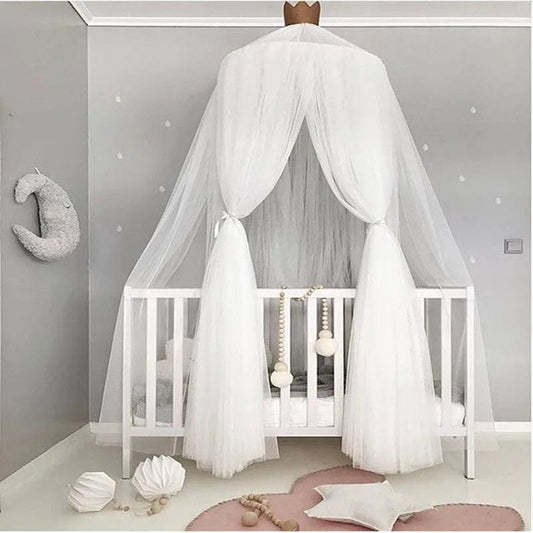 Moustiquaire couronne de princesse en maille blanche, blanc, h240cm / 60cm de diamètre