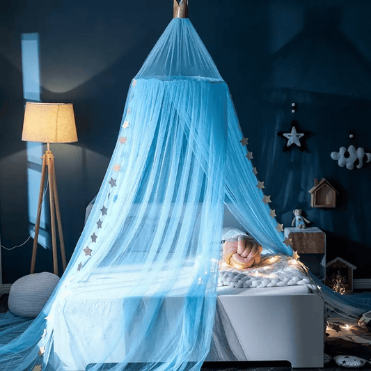Moustiquaire couronne de princesse en maille bleu, bleu, h240cm / 60cm de diamètre
