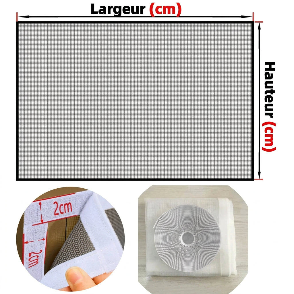 Moustiquaire fenêtre blanche auto-adhésive sur mesure, vue 2