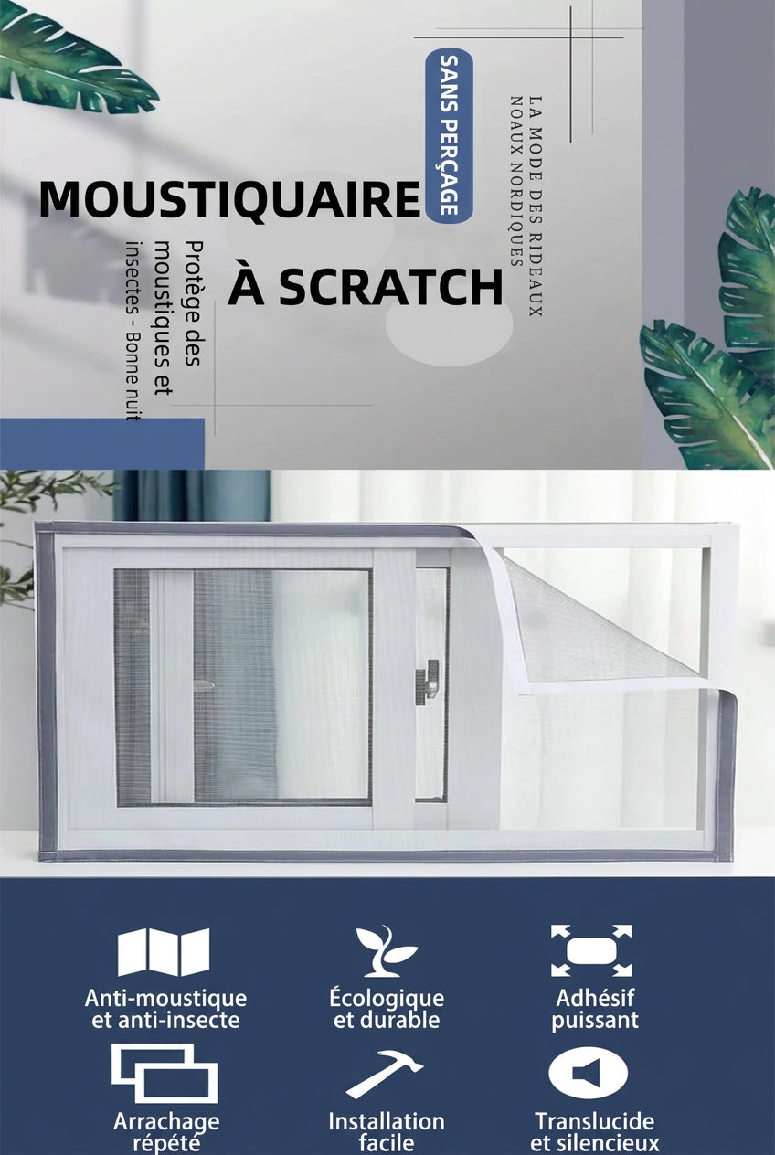Moustiquaire fenêtre grise sur mesure à bordure scratch, vue 6