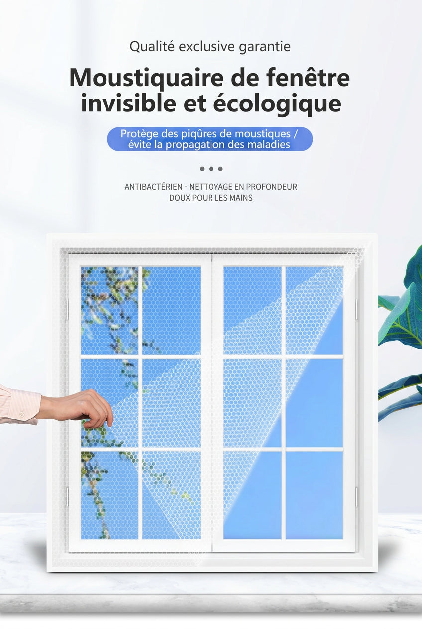 Moustiquaire fenêtre invisible autocollante 130 x 150 cm (lot de 3)