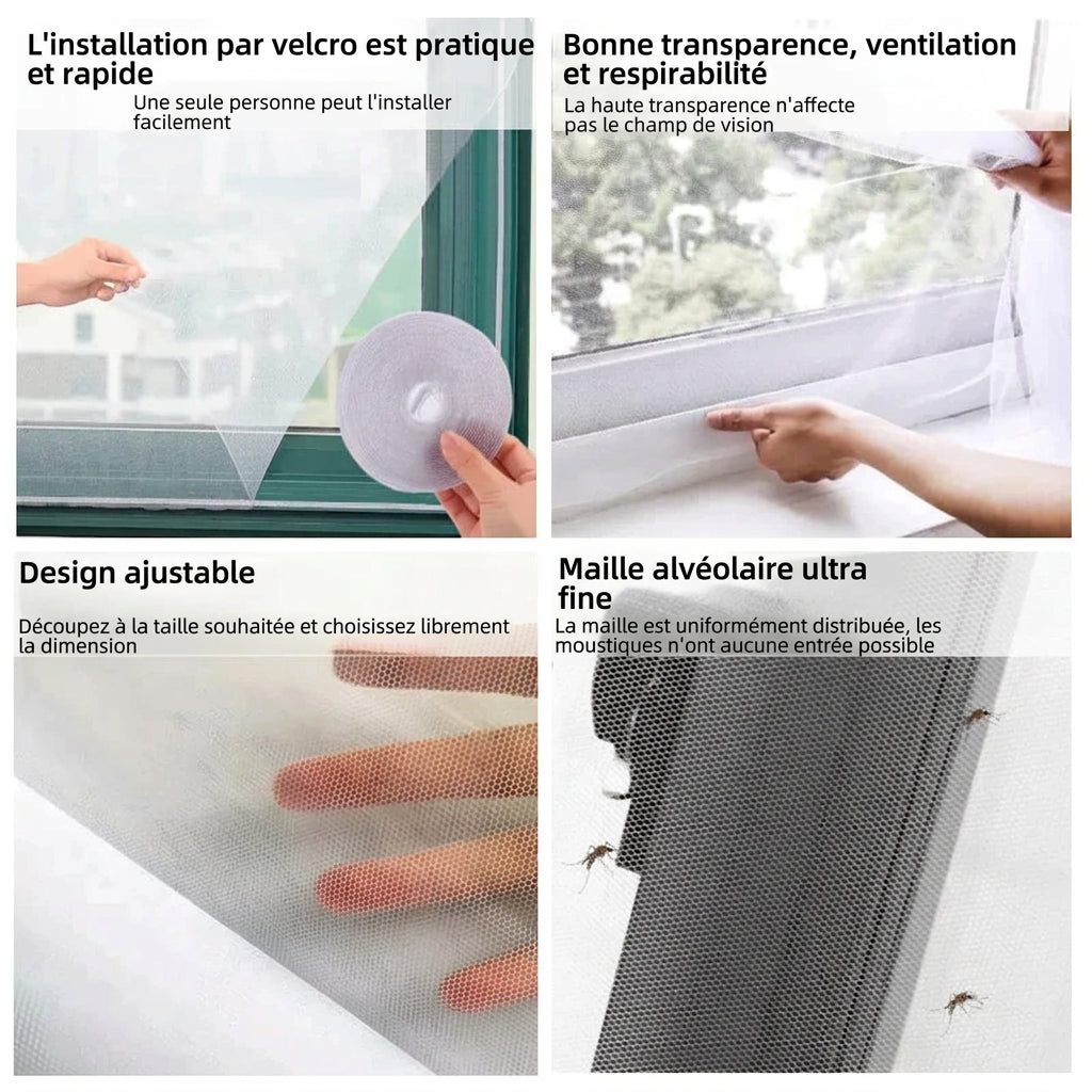 Moustiquaire fenêtre invisible autocollante 130 x 150 cm (lot de 3), vue 2
