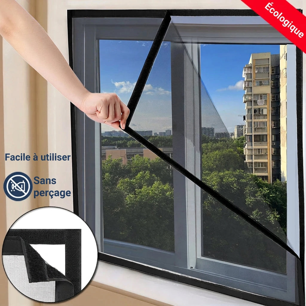 Moustiquaire fenêtre noire auto-adhésive en tulle fin