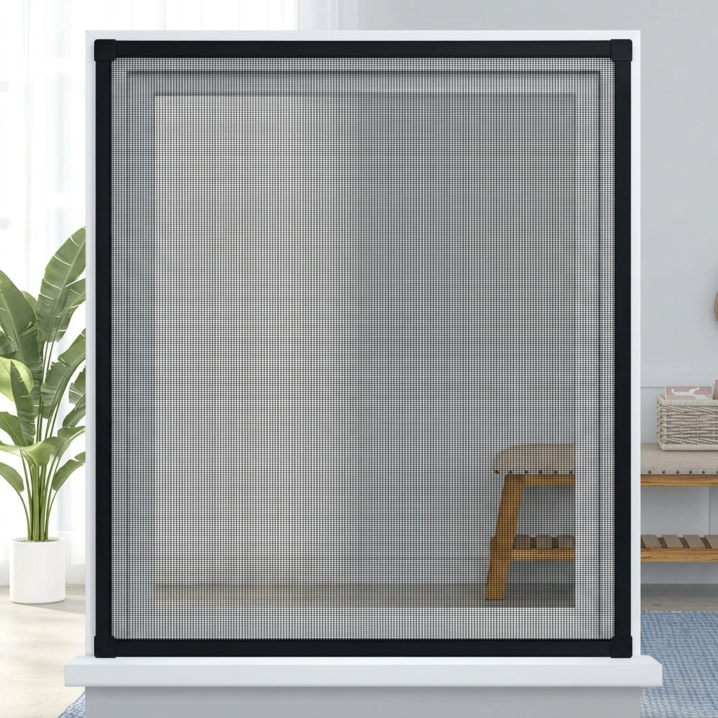 Moustiquaire fenêtre noire auto-adhésive en tulle fin, vue 2