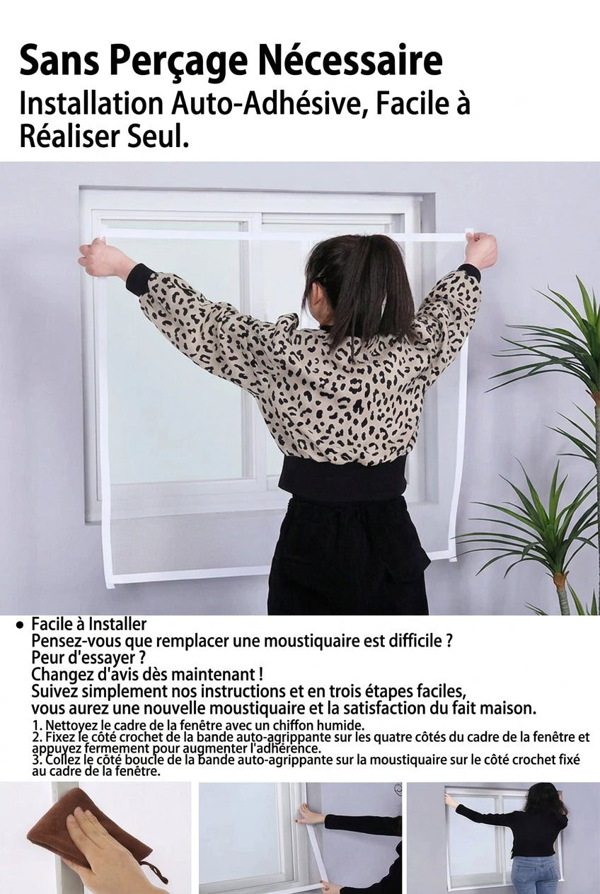 Moustiquaire fenêtre zippée sans perçage grandes dimensions, vue 9