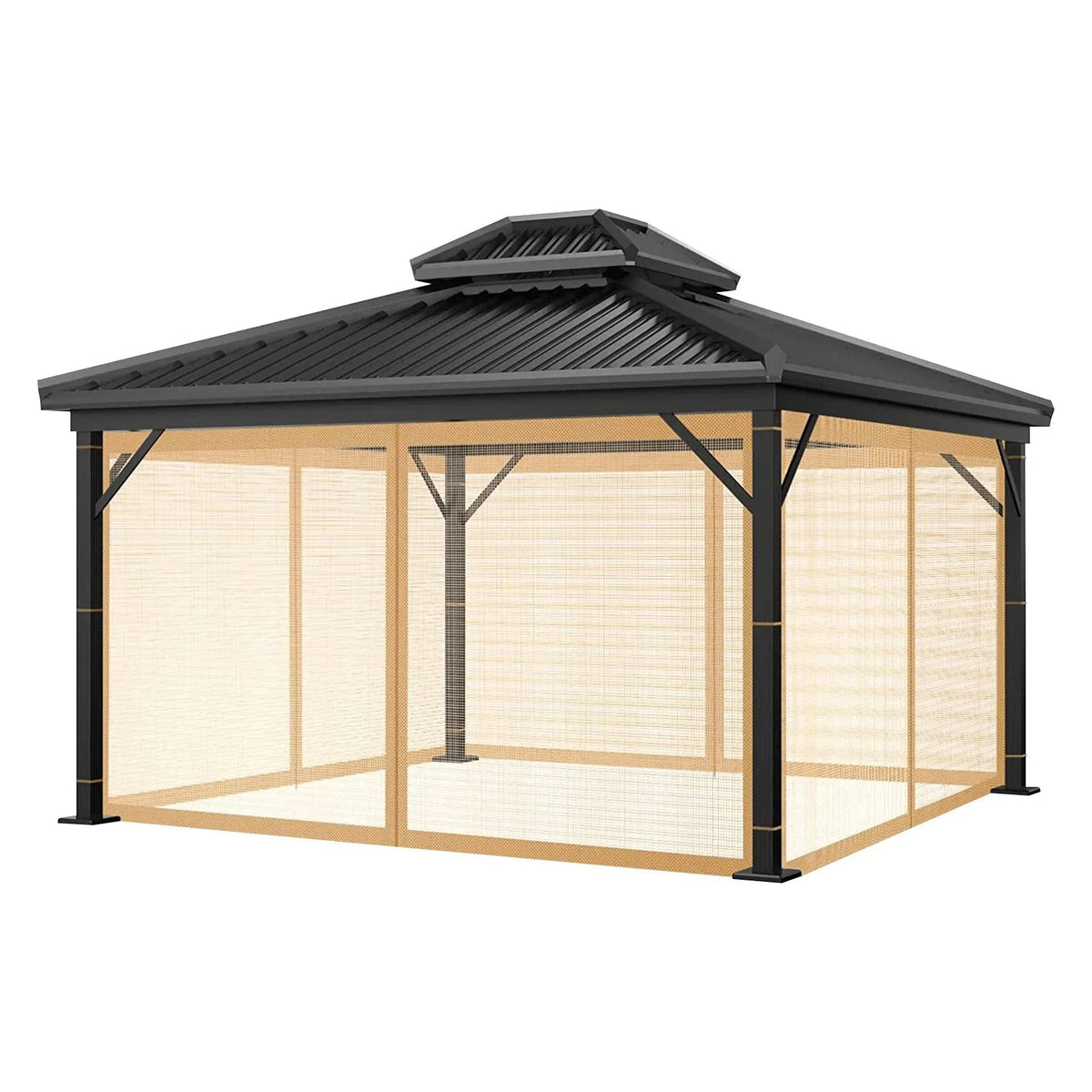 Moustiquaire de gazebo extérieur universel 4 panneaux avec fermetures à glissière, vue 4
