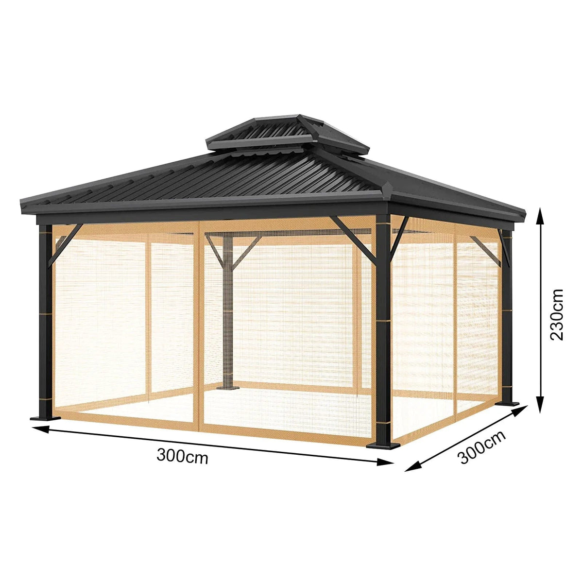 Moustiquaire de gazebo extérieur universel 4 panneaux avec fermetures à glissière, vue 6