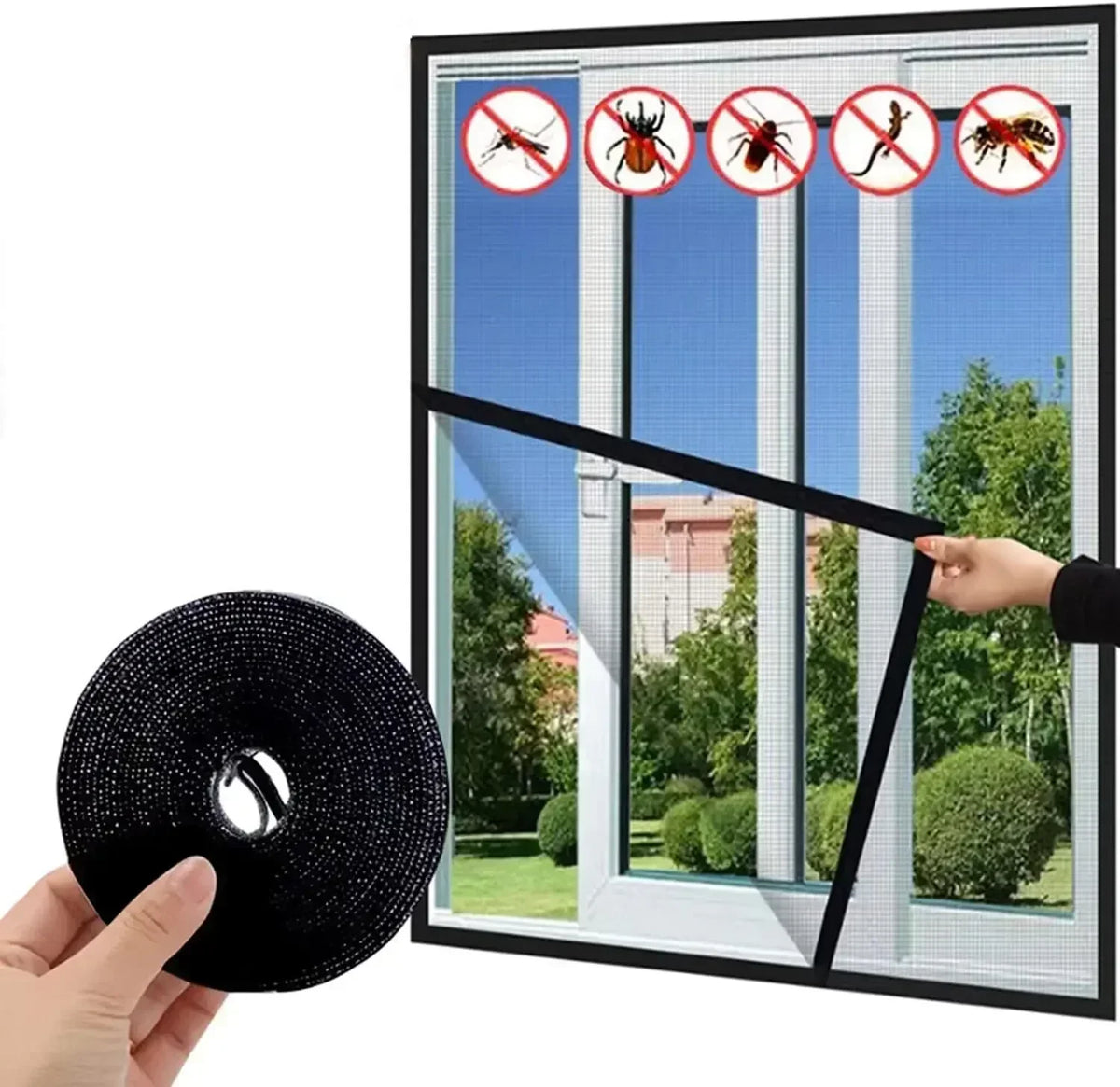 Moustiquaire grande fenêtre noire jusqu'à 280 cm, vue 5