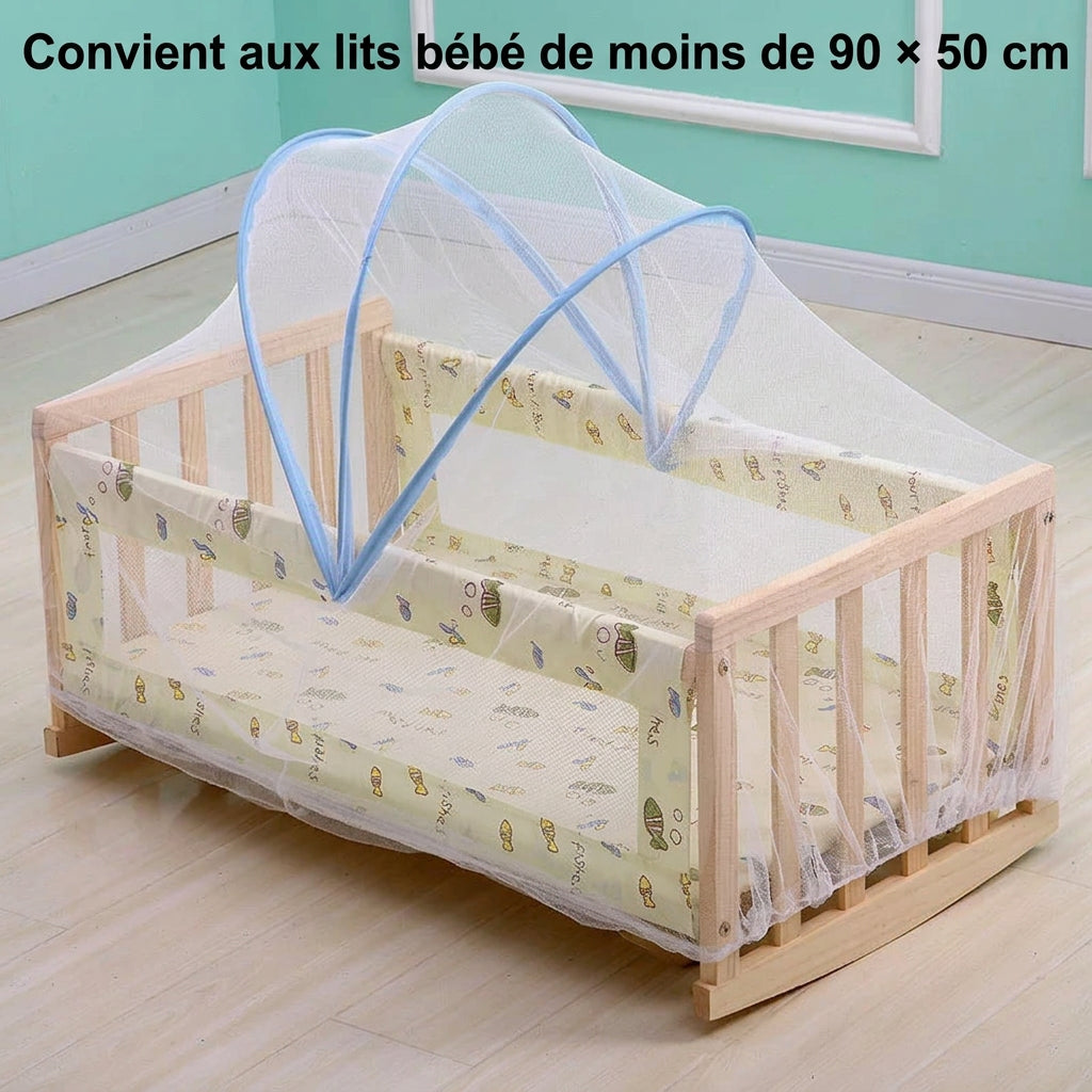 Moustiquaire lit bébé à bord élastique ou à arceaux, à arceaux, lit 90 x 50 cm