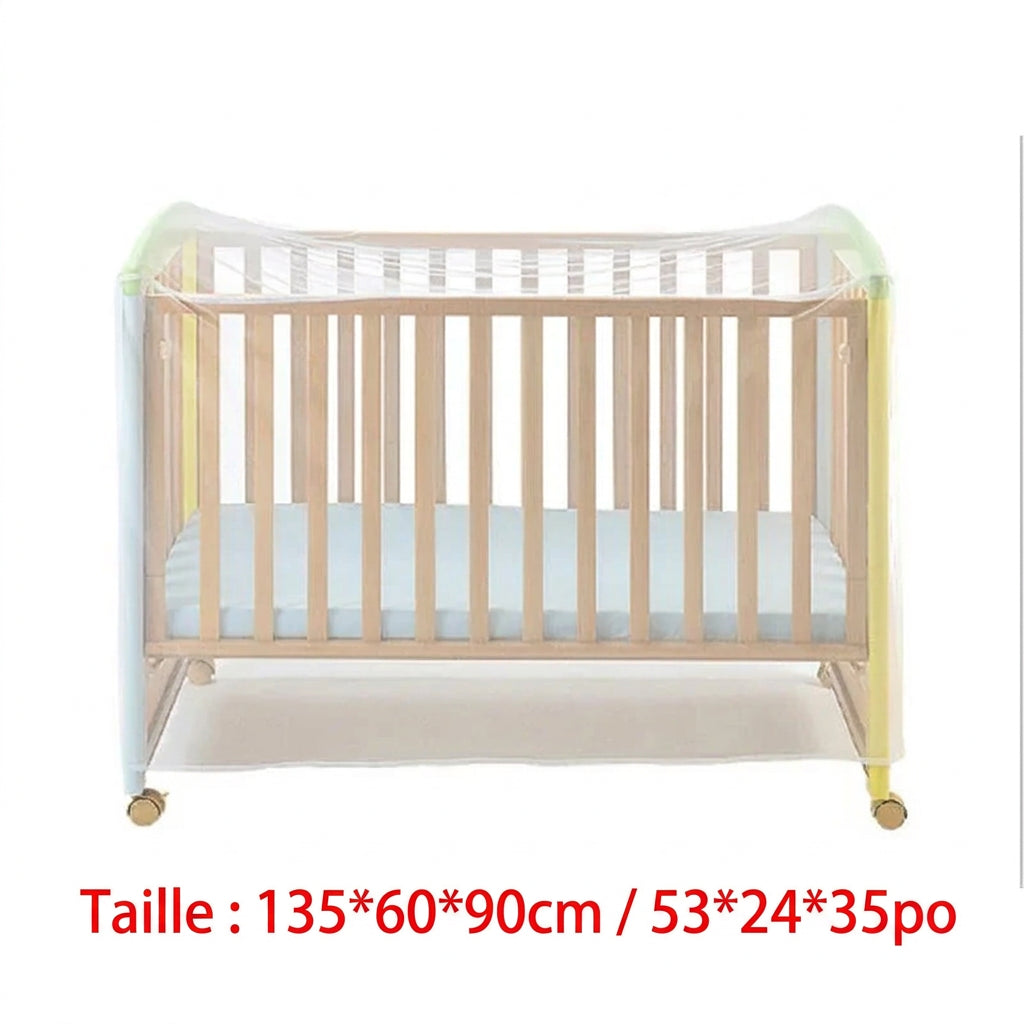 Moustiquaire lit bébé à bord élastique ou à arceaux, housse 135 x 60 x 90 cm