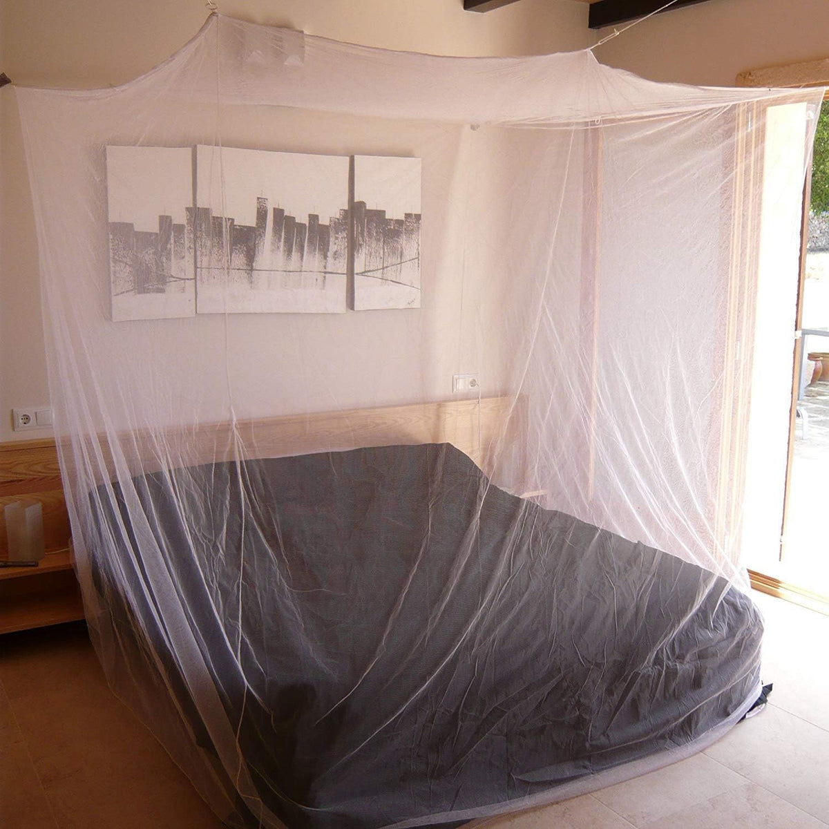 Moustiquaire Luxe blanche à quatre coins 200cm DreamShield, blanc, 200x180x200cm