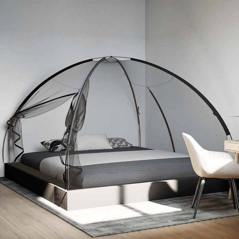 Moustiquaire mongole noire avec portes, 200x200x135 cm, noir