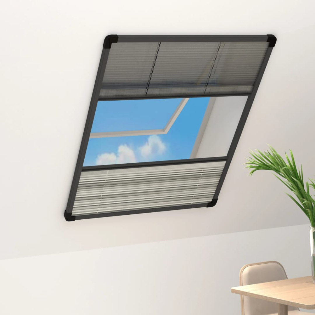 Moustiquaire plissée pour fenêtre aluminium avec auvent, vue 2