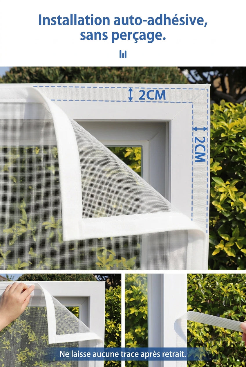 Moustiquaire porte-fenêtre blanche sur mesure à scratch, vue 8