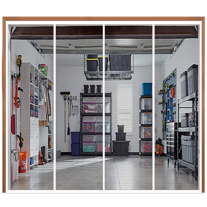 Moustiquaire de porte de garage pavillon magnétique, bord blanc filet blanc
