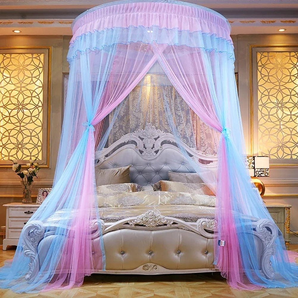 Moustiquaire royale féerique de lit 2 place suspendu, rose bleu
