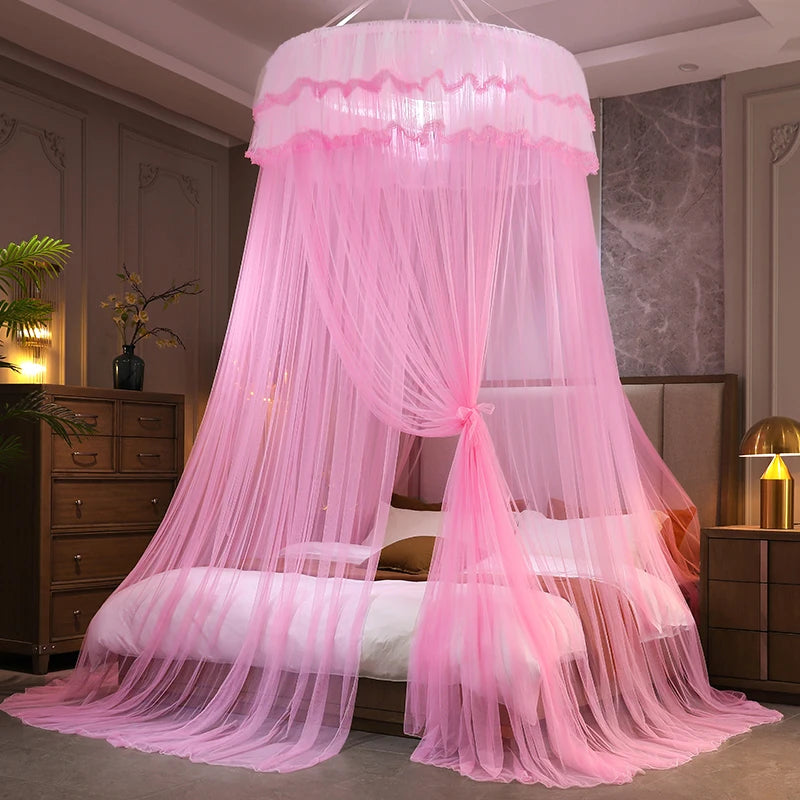 Rideau moustiquaire à dôme rond, rose