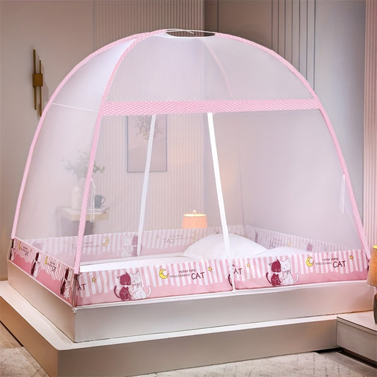 Tente moustiquaire rose motif chats câlins, rose motif chat